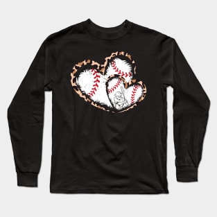 Twin hearts, Baseball, leopard, baseball player Long Sleeve T-Shirt